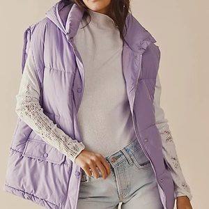Free People Dreamers Puffa Vest In Sweet Violet